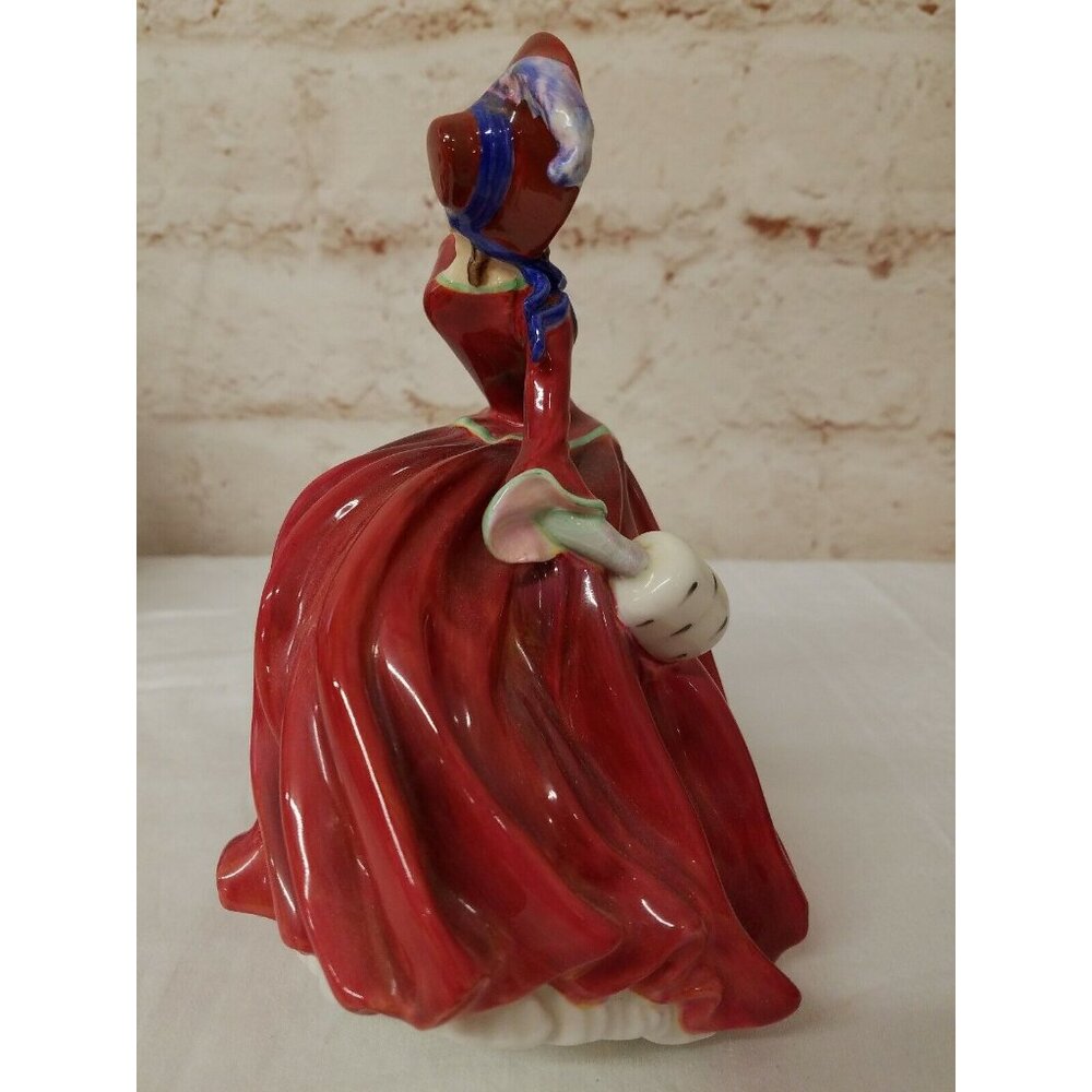 Royal  Doulton AUTUMN BREEZES Red Dress Lady Figurine England - Picture 2 of 6